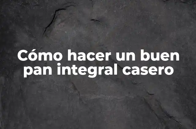 Cómo Hacer un Buen Pan Integral Casero