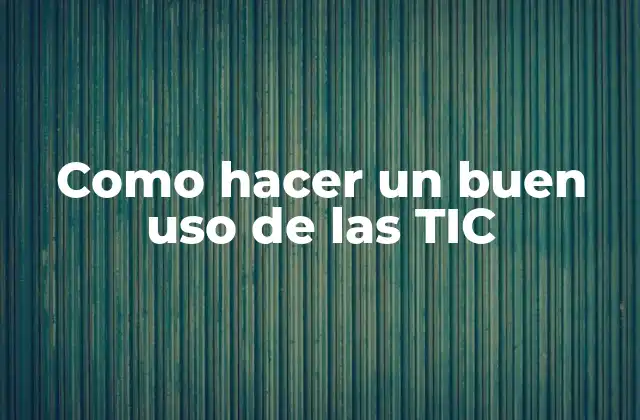 Como Hacer un Buen Uso de las Tic