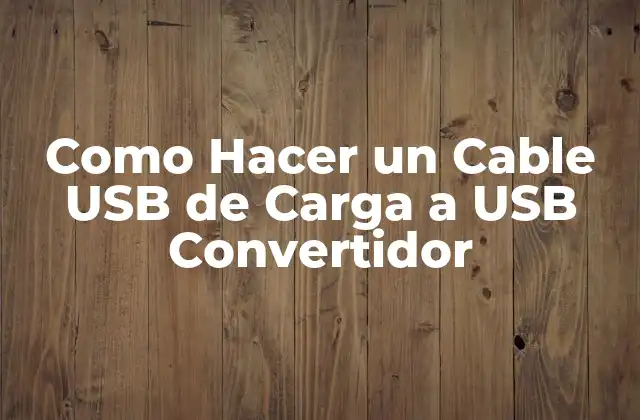 Como Hacer un Cable Usb de Carga a Usb Convertidor