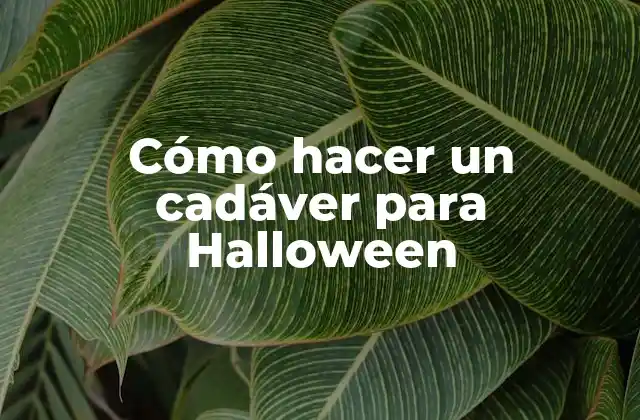 Cómo Hacer un Cadáver para Halloween
