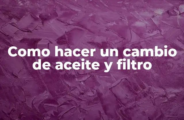 Como Hacer un Cambio de Aceite y Filtro