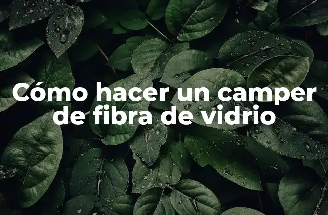 Cómo Hacer un Camper de Fibra de Vidrio