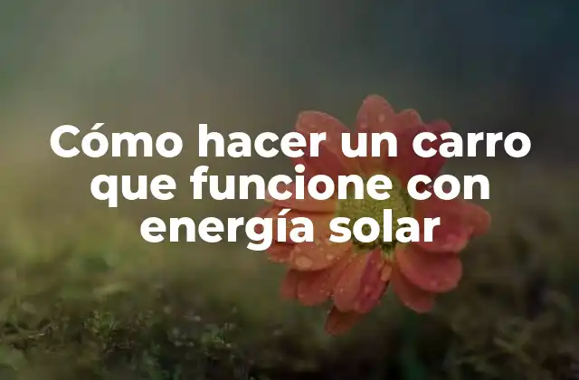 Cómo Hacer un Carro que Funcione con Energía Solar