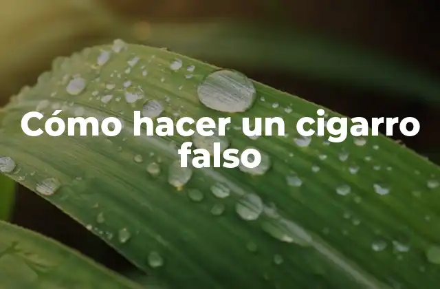 Cómo Hacer un Cigarro Falso
