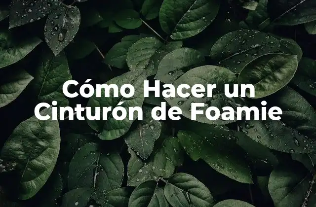 Cómo Hacer un Cinturón de Foamie