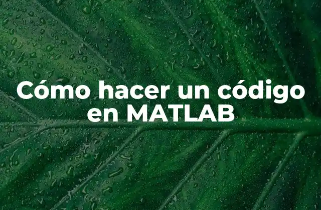 Cómo Hacer un Código en Matlab