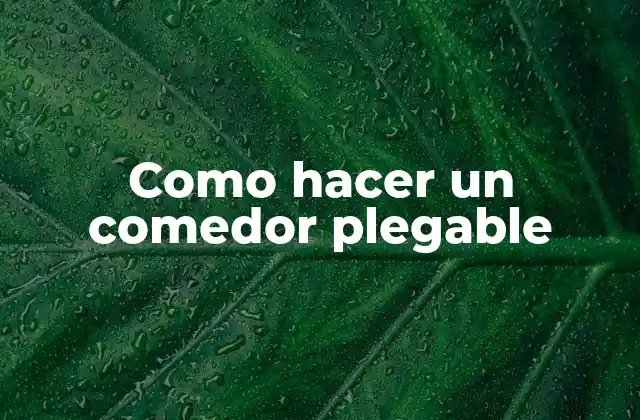 Como Hacer un Comedor Plegable