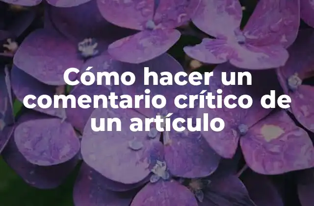 Cómo Hacer un Comentario Crítico de un Artículo