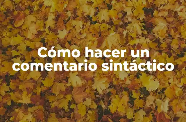 Cómo Hacer un Comentario Sintáctico
