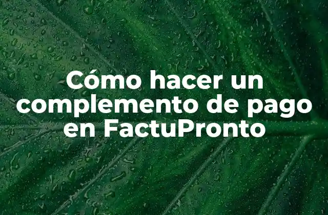 ¿Qué es un complemento de pago en FactuPronto?