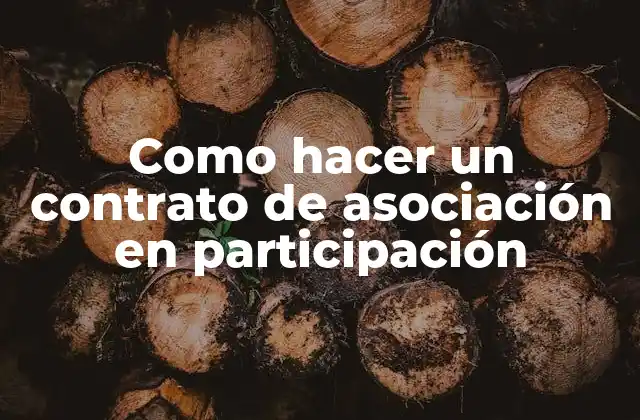 Como Hacer un Contrato de Asociación en Participación