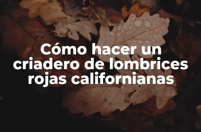 Cómo Hacer un Criadero de Lombrices Rojas Californianas