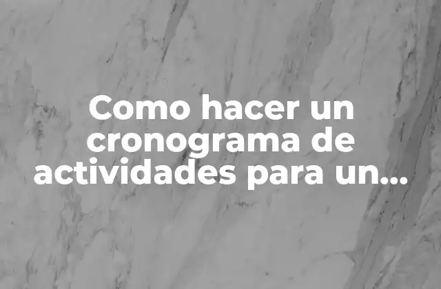 Como Hacer un Cronograma de Actividades para un Proyecto