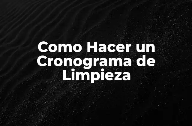 Como Hacer un Cronograma de Limpieza