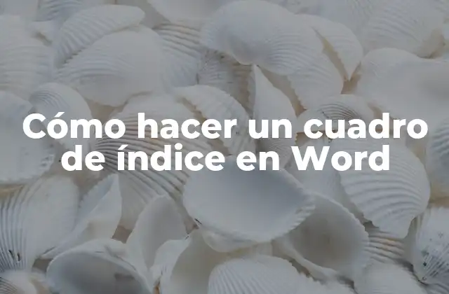 Cómo Hacer un Cuadro de Índice en Word