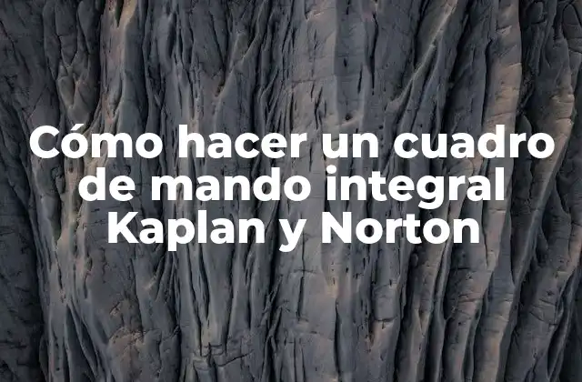 ¿Qué es un cuadro de mando integral Kaplan y Norton?