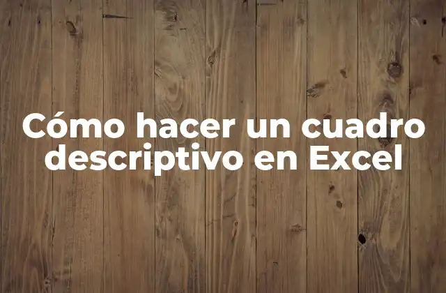 Cómo Hacer un Cuadro Descriptivo en Excel