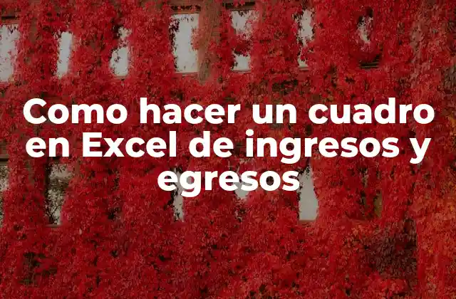 Como Hacer un Cuadro en Excel de Ingresos y Egresos