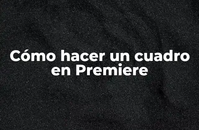 Cómo Hacer un Cuadro en Premiere