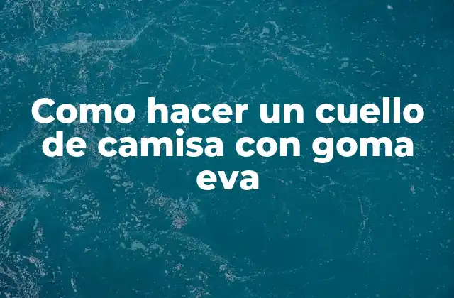 Como Hacer un Cuello de Camisa con Goma Eva