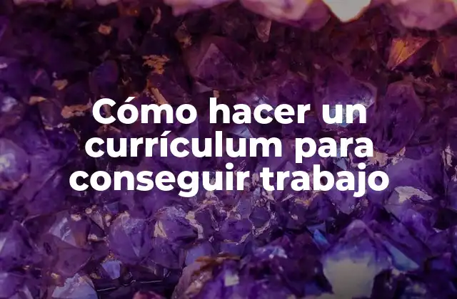 Cómo Hacer un Currículum para Conseguir Trabajo