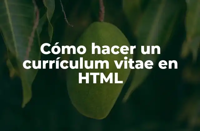 Cómo Hacer un Currículum Vitae en Html