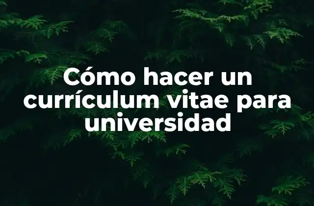 Cómo Hacer un Currículum Vitae para Universidad
