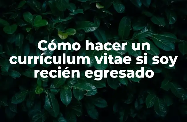Cómo Hacer un Currículum Vitae Si Soy Recién Egresado