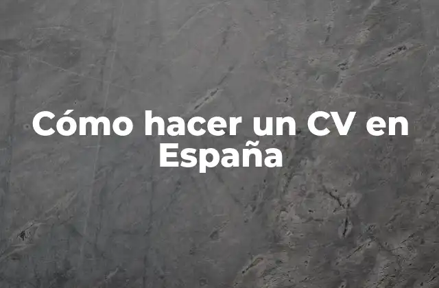 Cómo Hacer un Cv en España