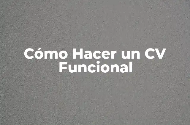Cómo Hacer un Cv Funcional