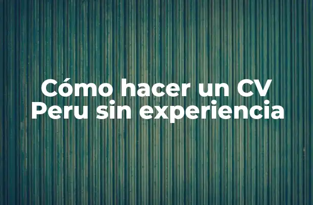 Cómo Hacer un Cv Peru sin Experiencia