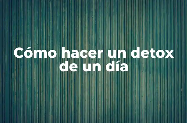 Cómo Hacer un Detox de un Día