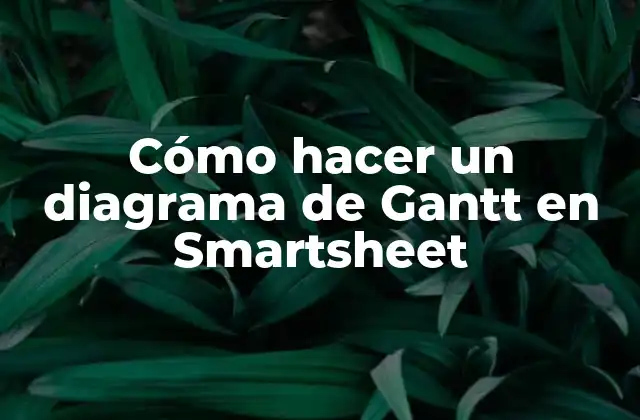 Cómo Hacer un Diagrama de Gantt en Smartsheet