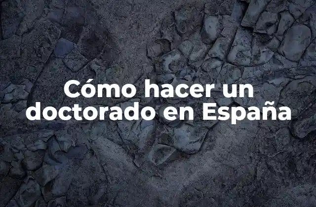 Cómo Hacer un Doctorado en España