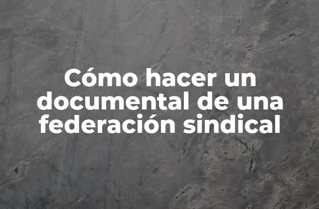 Cómo Hacer un Documental de una Federación Sindical