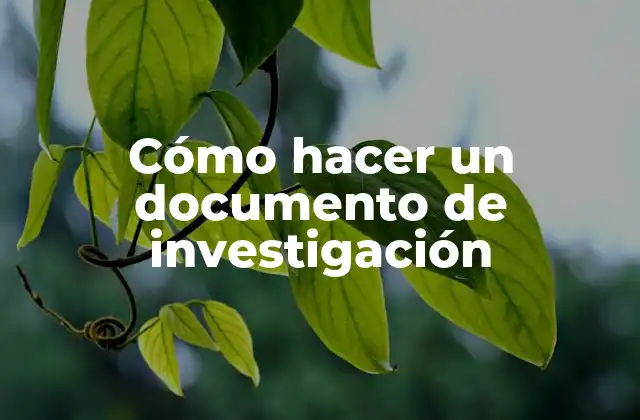 Cómo Hacer un Documento de Investigación