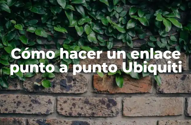 Cómo Hacer un Enlace Punto a Punto Ubiquiti
