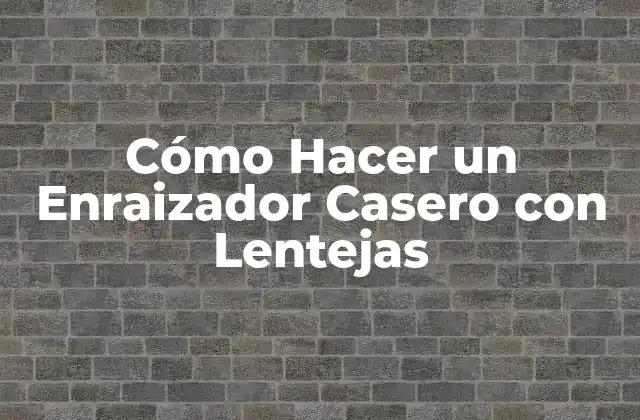 Cómo Hacer un Enraizador Casero con Lentejas