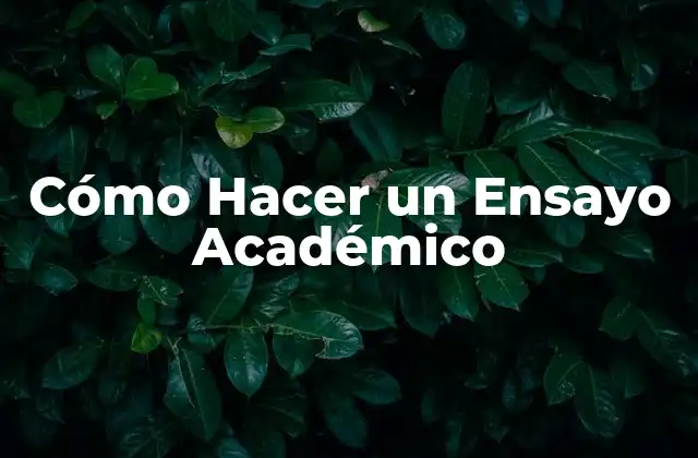Cómo Hacer un Ensayo Académico