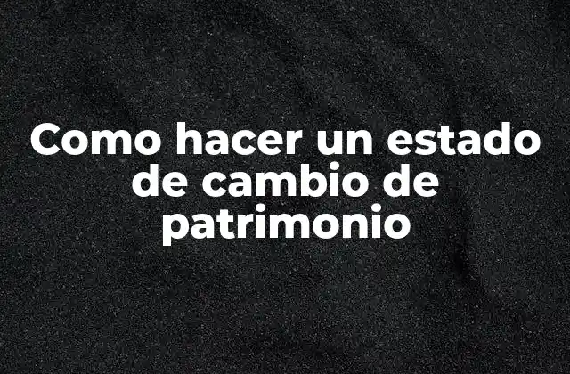 Como Hacer un Estado de Cambio de Patrimonio