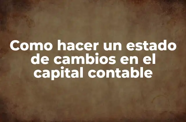 Como Hacer un Estado de Cambios en el Capital Contable