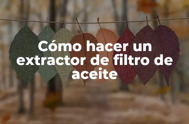 Cómo Hacer un Extractor de Filtro de Aceite