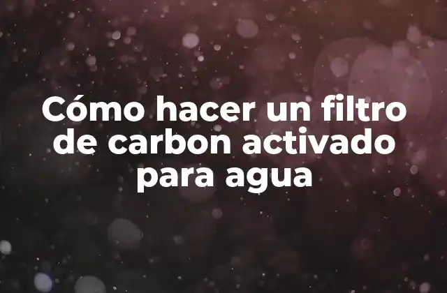 Cómo Hacer un Filtro de Carbon Activado para Agua