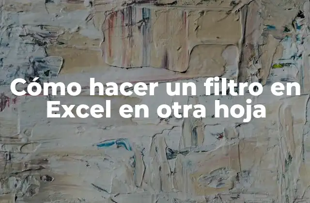 Cómo Hacer un Filtro en Excel en Otra Hoja