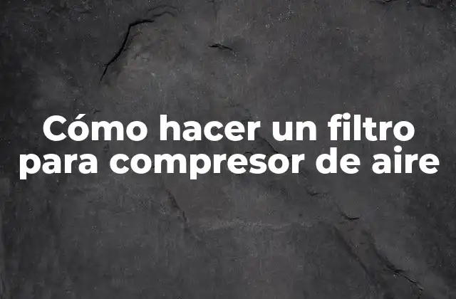 Cómo Hacer un Filtro para Compresor de Aire