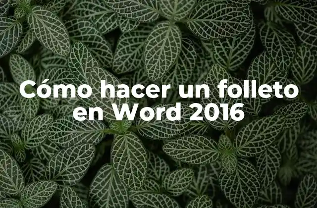 Cómo Hacer un Folleto en Word 2016