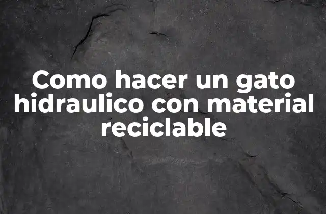 Como Hacer un Gato Hidraulico con Material Reciclable