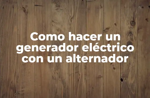 Como Hacer un Generador Eléctrico con un Alternador