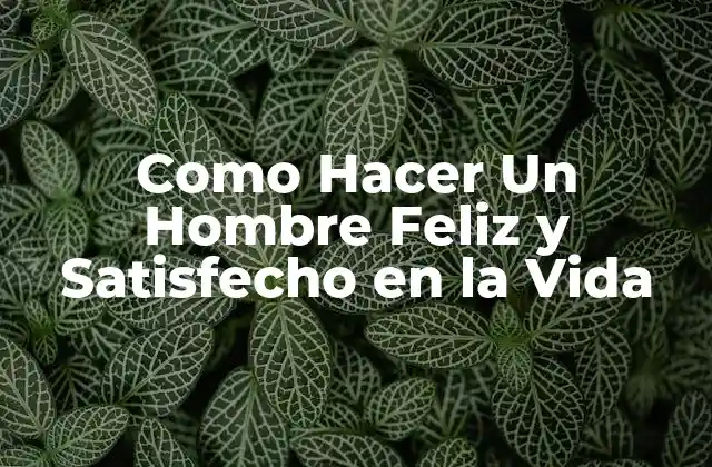 Como Hacer un Hombre Feliz y Satisfecho en la Vida