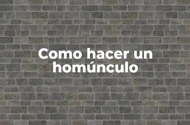 Como Hacer un Homúnculo 2 ¿Qué es un homúnculo?